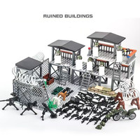 WW2 Construction Building Blocks Soldier Figures Weapons Military Base Camp Blocks Kit MOC Bricks Toys for Boys Gifts