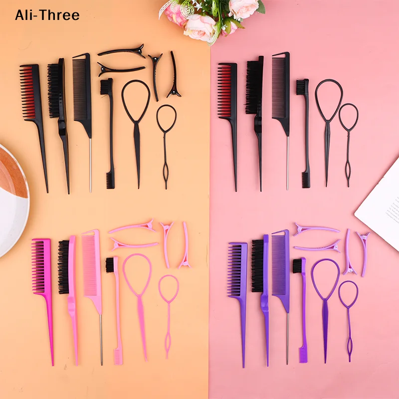 

Набор расчесок для укладки волос 6/10 шт.: расческа для начеса, тройная расческа для начеса, расческа-хвостик, щетка для краев волос, инструменты для укладки волос, инструмент для плетения кос