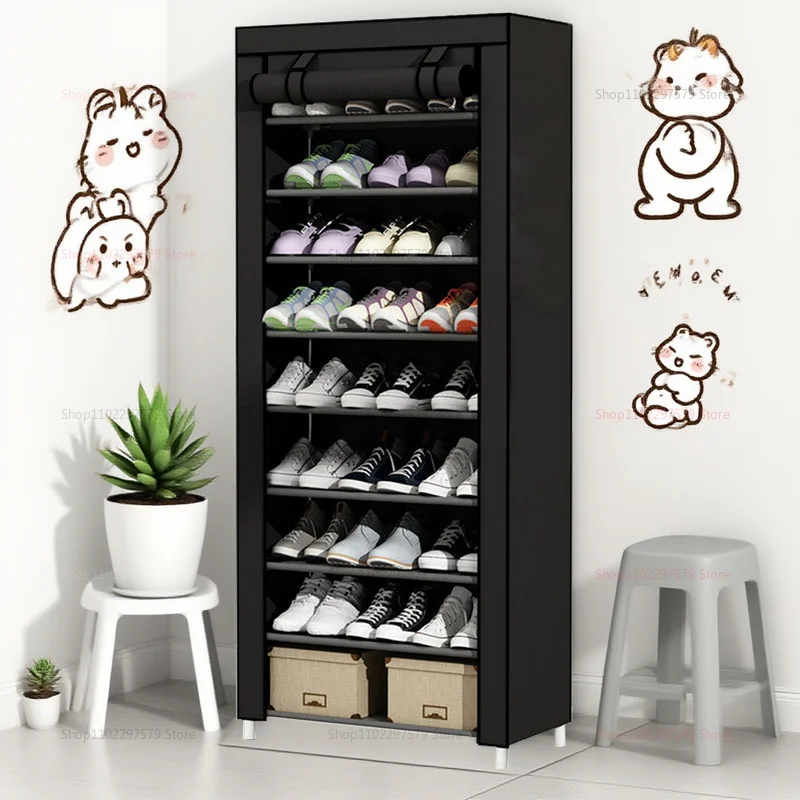 رف أحذية متعدد الطبقات موفر للمساحة للمنزل والمسكن، متين ومقاوم للغبار، سهل التركيب، خزانة تخزين أحذية متعددة الاستخدامات