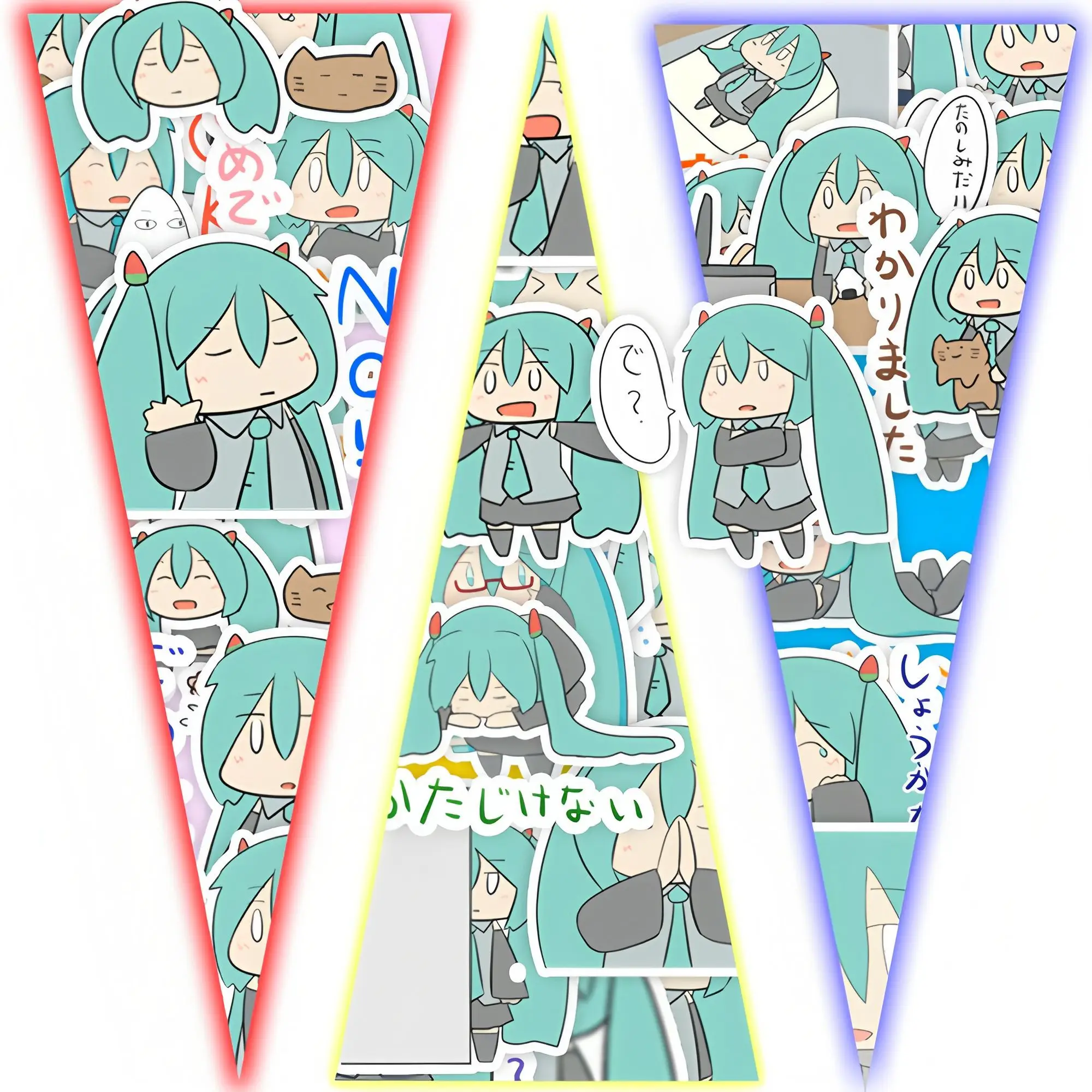 40Pcs/set New Anime Hatsune Miku kawaii expression Figure Waterproof sticker model toys DIY Hand account stickers Gifts