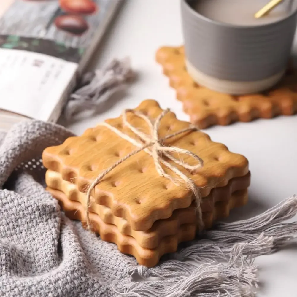 

Wooden Coaster Lotus Root Slices Cookies Table Coaster Insulation Pad Tea Coaster Bowl Mat Biscuit Shape Cup Coffee Holder Mat