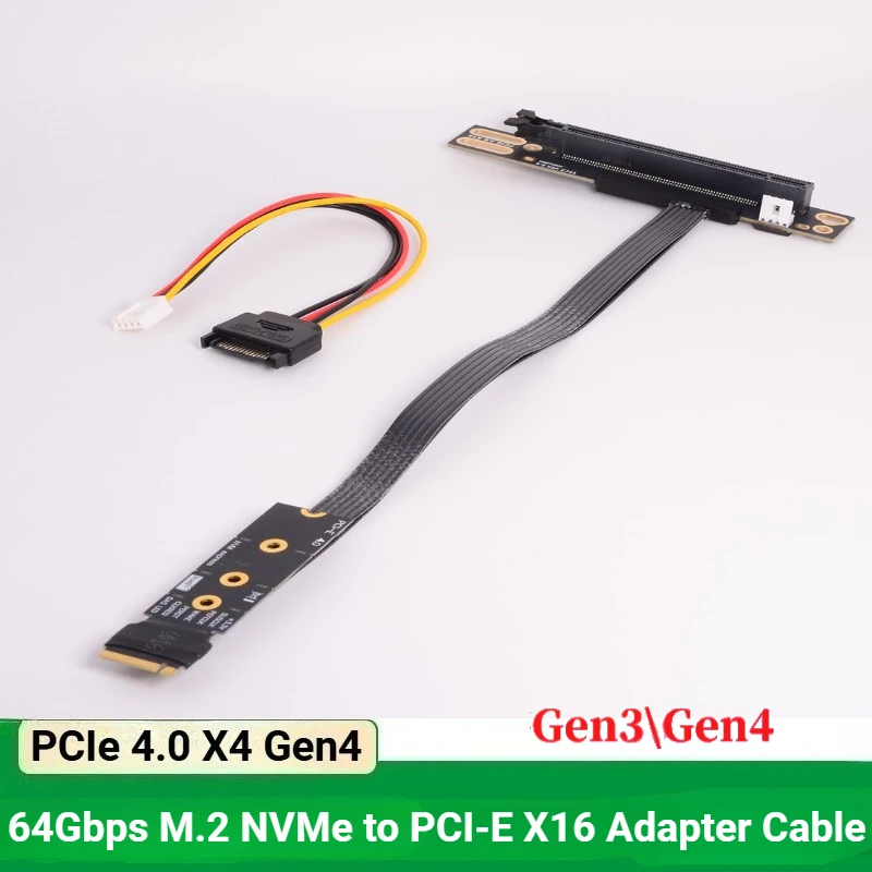 

High Speed PCIe 4.0 X4 90 Angled PCI-E x16 16X To M2 M.2 M-Key Key M SSD Hard Drive Adapter Gen4 GPU Motherboard Extender es CPU
