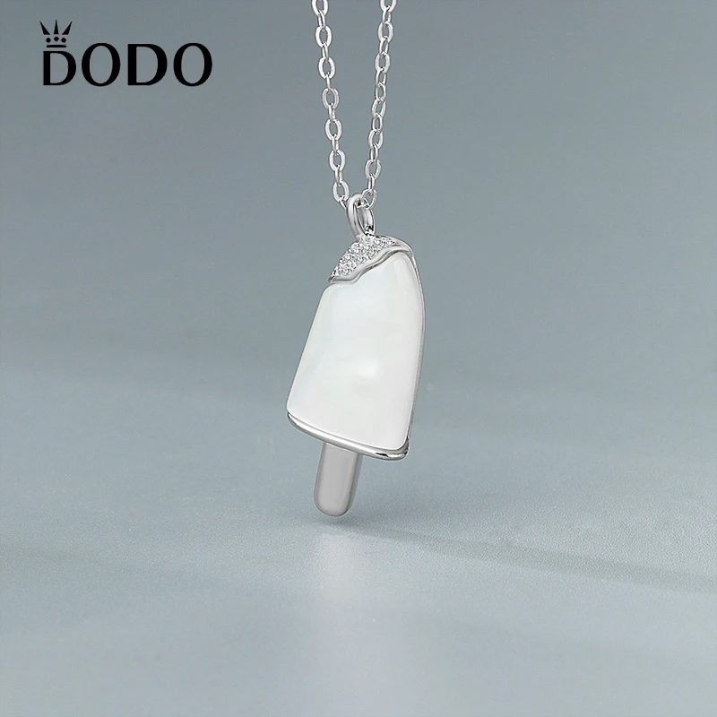 

Ice Cream Necklace Sterling Silver S925 Creative White Shell Ice Cream Pendant Collarbone Chain Niche Silver Jewelry