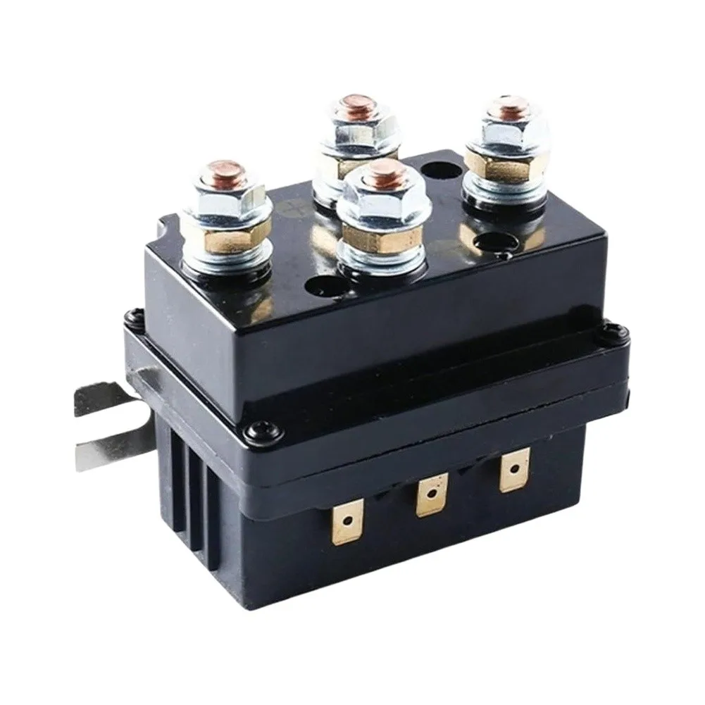 12V 500A For Winch Contactor Relay Solenoid For ATV UTV SUV 8000-17000lbs Electromagnetic Control Switch IP67 Waterproof Black