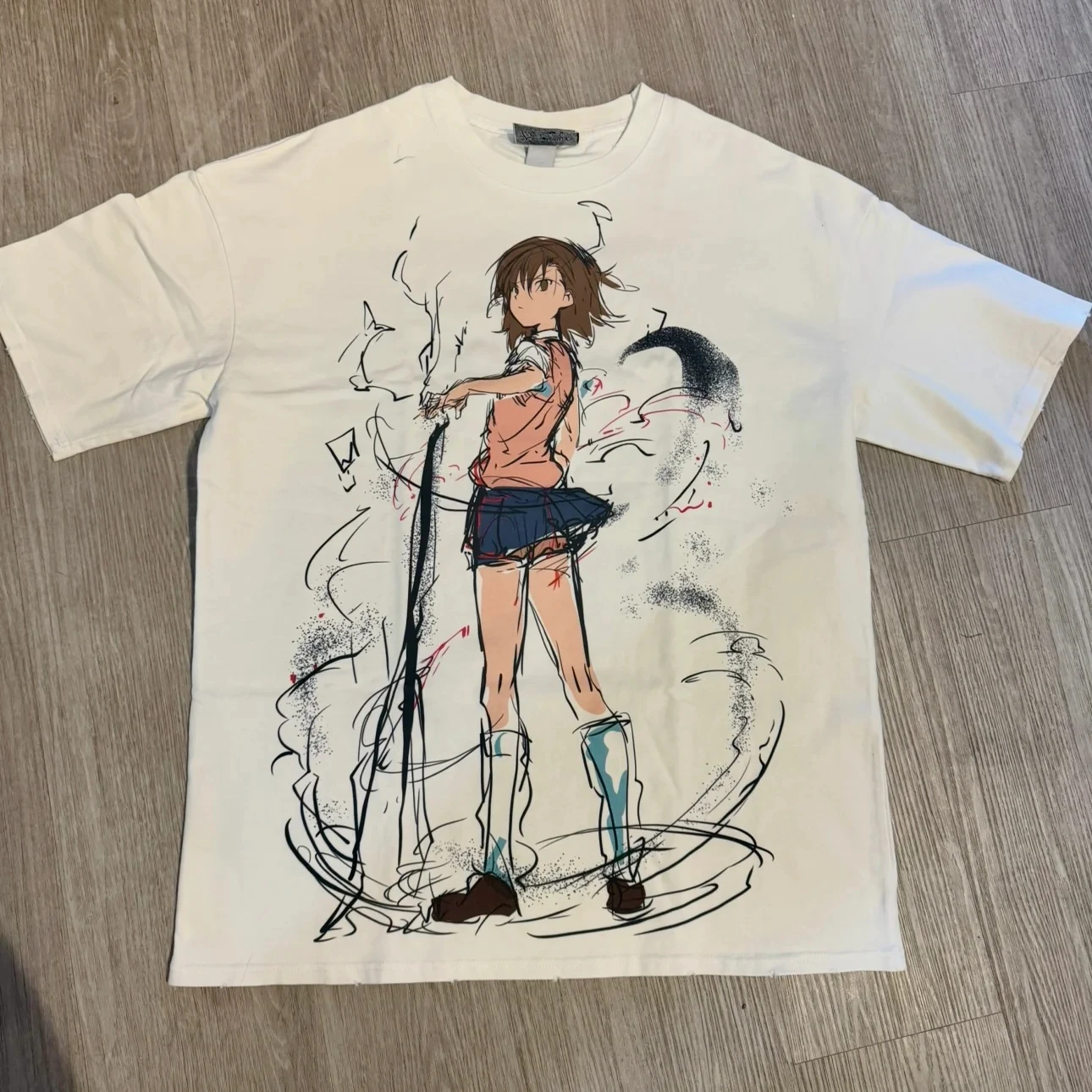 Camiseta para hombre, ropa de calle, camiseta con patrón de dibujos animados japoneses, camiseta informal de algodón blanco neutro para mujer, top