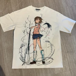 T-shirt men's street clothing Japanese cartoon pattern T-shirt neutral casual white cotton Women T-shirt top