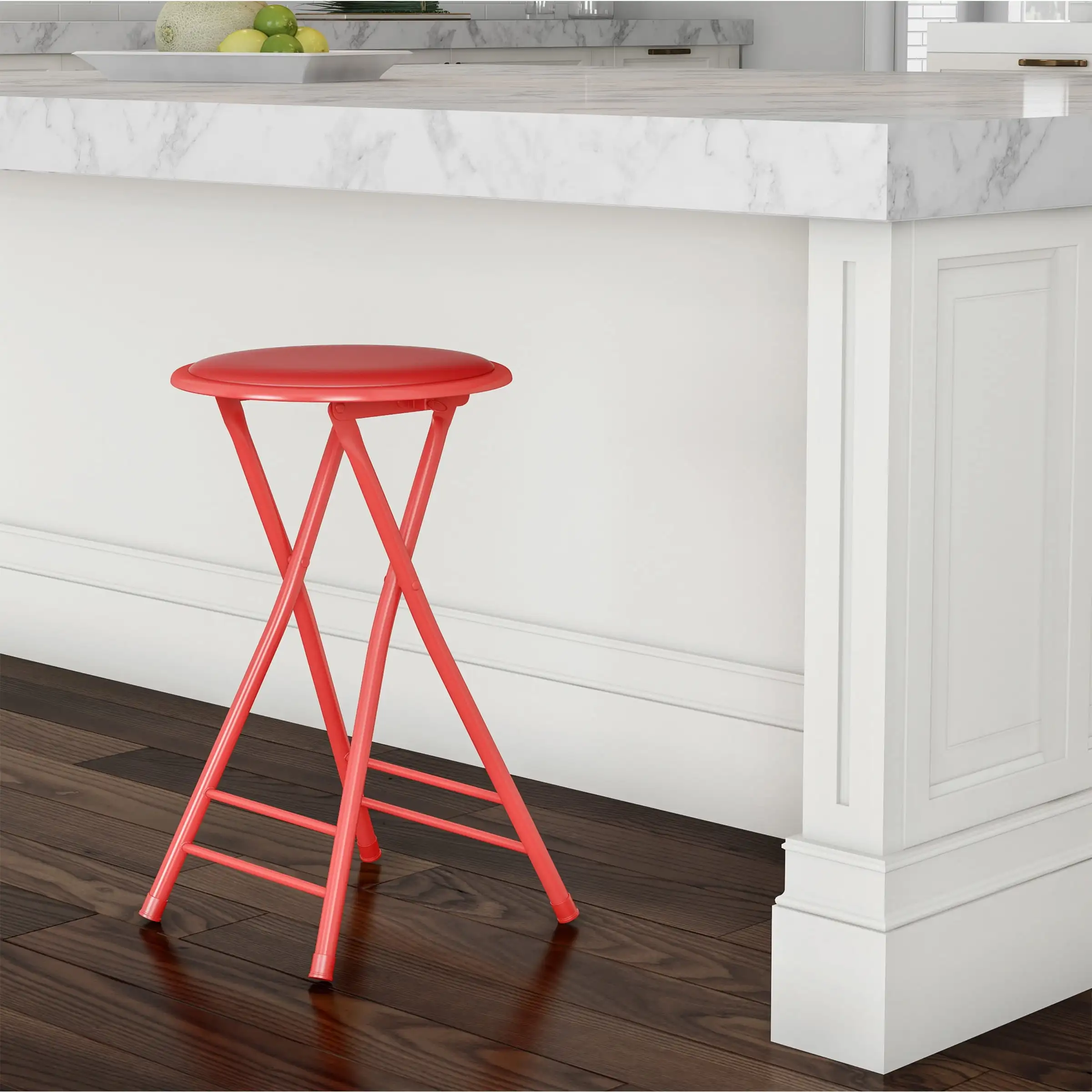 Counter Height Bar Stool Kitchen 24" Backless Folding Chair Red