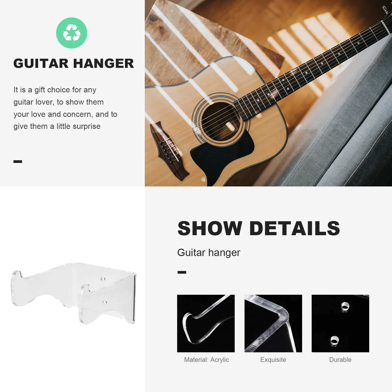 Ukelele Hanger Gitaar Muurhaak Rack Beugel Acryl Mount Display Bass Hangende Houder