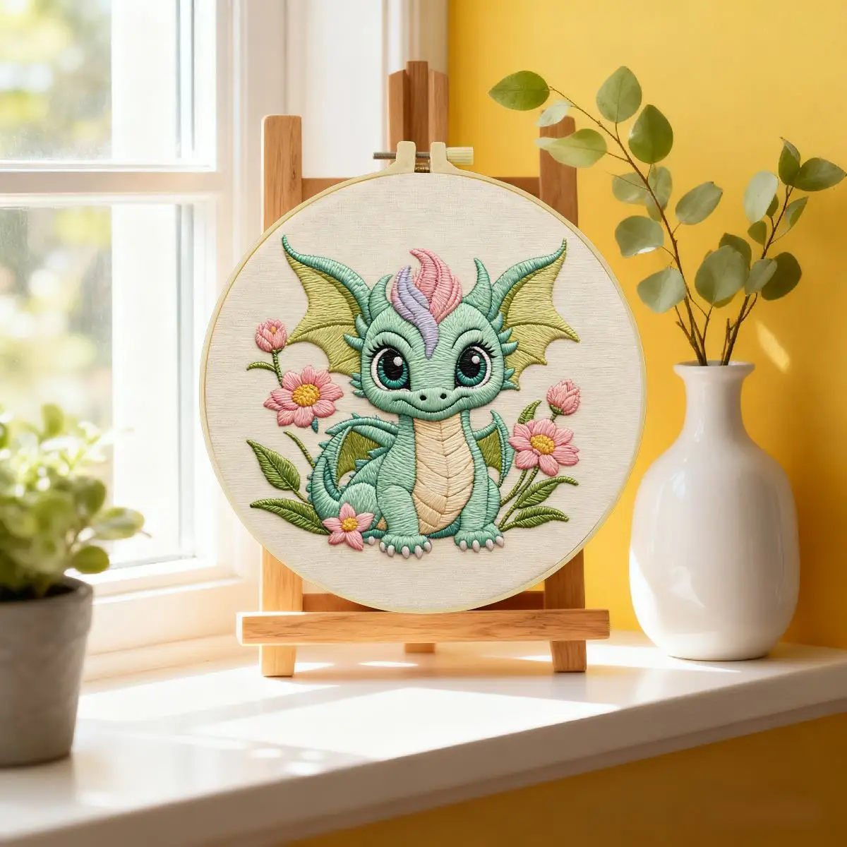 1 Stück 20X20CM/15X15CM 7,87/6,3 Zoll Drachen-Stickerei-Starter-Kit DIY-Kit DIY-Stickerei-Set Handarbeiten Nadelkunst Heimdekoration – Detail 1