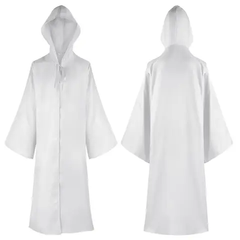 Medeltida huvad mantel munkpräst mantel pojke halloween barn vuxen cosplay kostym svart vit mantel kappa trollkarl tunika mantel för män 10 best sales medeltida tunika för män - №8
