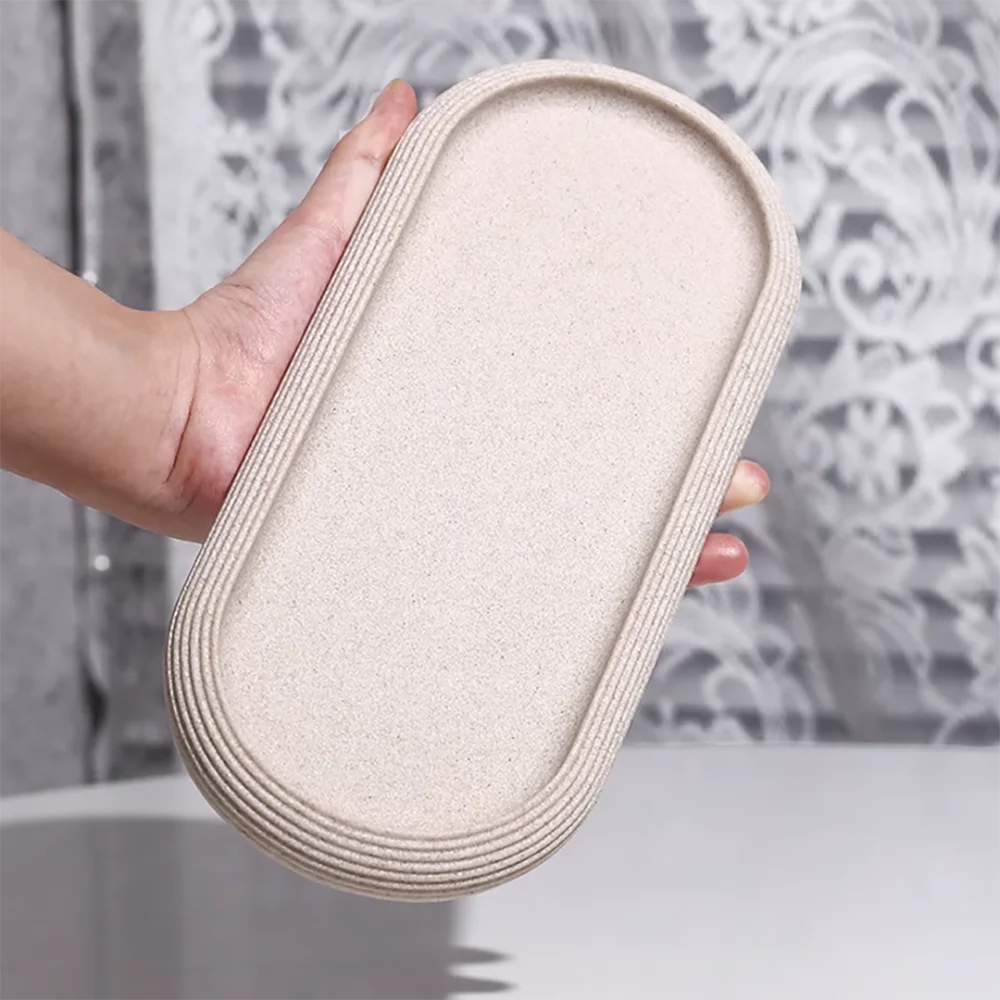 Silicone Mold For Oval Concrete Tray，Cement Gypsum And Jesmonite Plate，Hotel Bathroom desktop storage tray mold