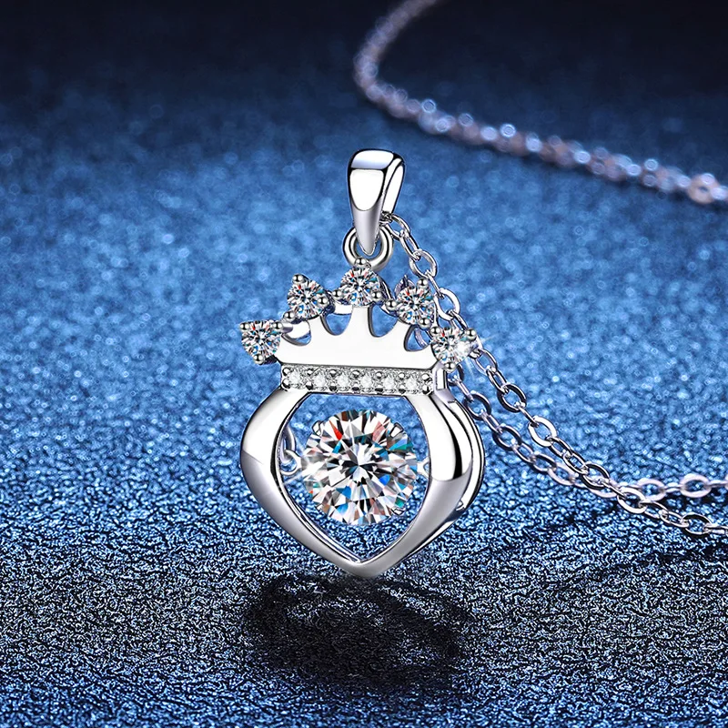 Colar feminino de moissanite pt950 1ct com pingente de dança, joia de dia dos namorados, presente de platina brilhante b2b atacado