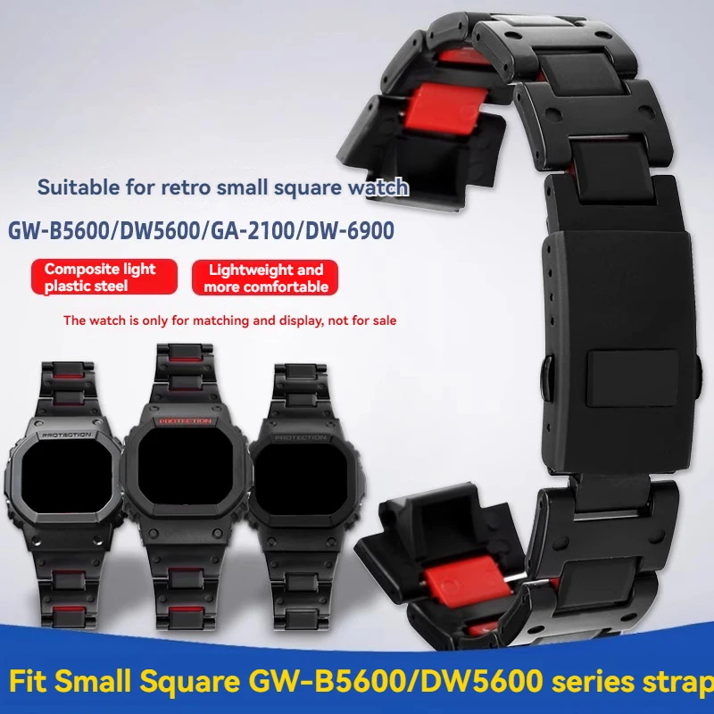 

High Quality Black Plastic Steel Watchband For Casio G-SHOCK DW5600 GW-M5610 GA-2100 DW-6900 Series Men's Watch Strap Bracelet