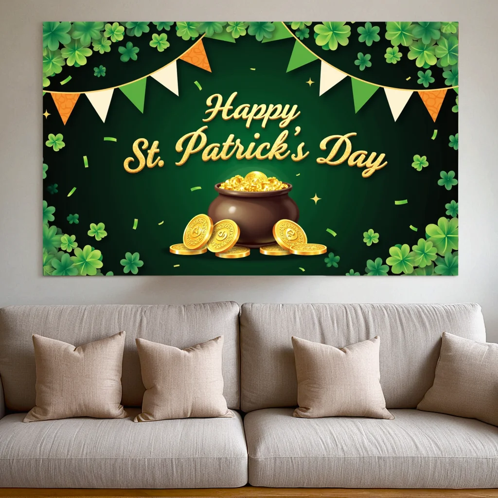 180x110 St. Patrick'S Day Themed Banner Photography Background Party Celebration Decoration Attractive Banner for Event Display