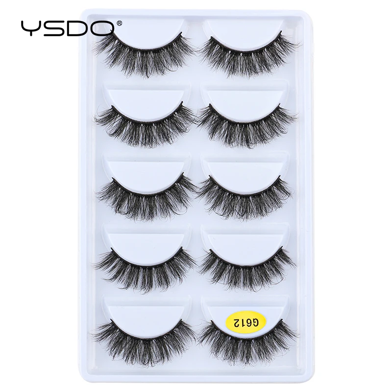 YSDO 5 Pairs Fluffy Dramatic False Eyelashes Natural Long 3D Mink Eyelashes Cruelty Free Faux Mink Lashes Wispy Lashes Makeup