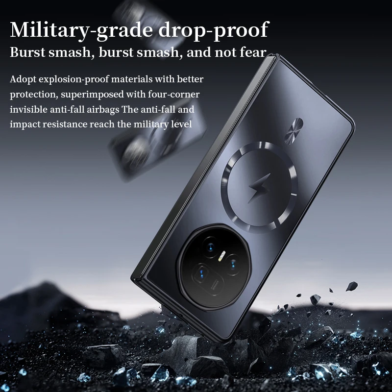 حافظة مغناطيسية قوية فاخرة AG غير لامعة لهاتف Honor Magic V5 V3 Vs3 Vs2 V2 واقي مضاد للبصمة غطاء خلفي للشحن اللاسلكي