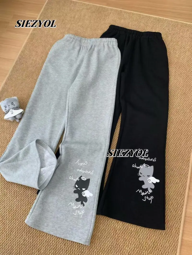 Original Cute Printed Casual Micro-pull Pants Autumn Winter New Sweet Girl Student Versatile Casual Drape High-waisted Trousers