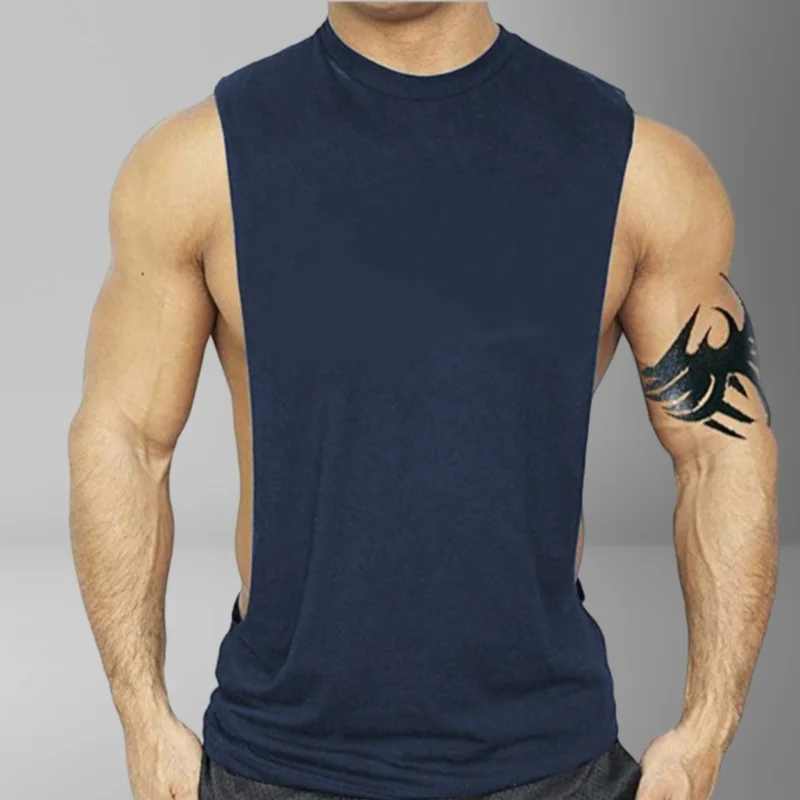 Men's sports vest, running pure cotton T-shirt, summer pure cotton camisole, solid color comfortable and breathable T-shirt