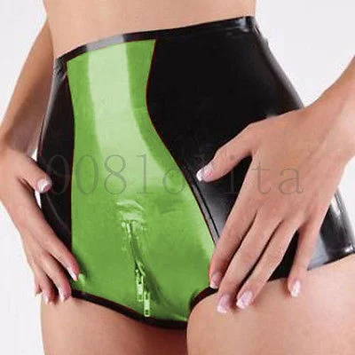 

100% Latex Rubber Gummi Cosplay Shorts Briefs Crotch Zipper Fashion uniform Size XS-XXL