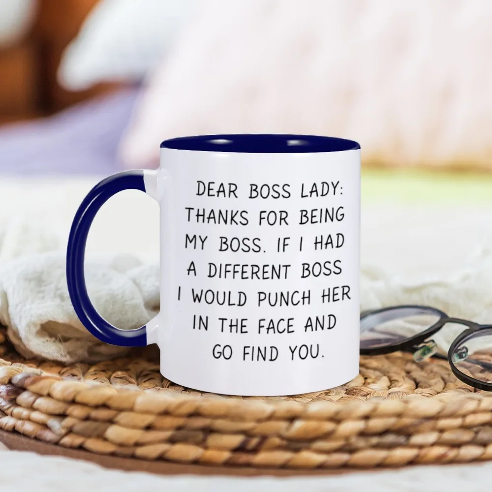 Funny Boss Lady Mug 11oz Office Coffee Cup Birthday Appreciation Present For Female Bosses Retirement Going Away Gifts for Women