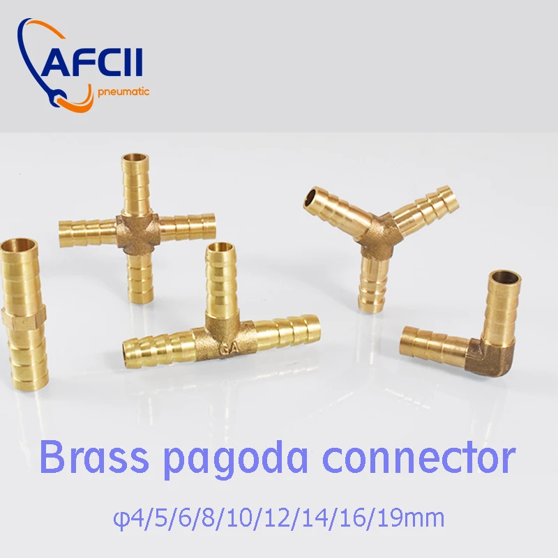 Copper Pagoda Connector Brass Barb Pipe Fitting 2 3 4 Way Connector for 4mm 5mm 6mm 8mm 10mm 12mm 19mm Hose Water Tube Fittings