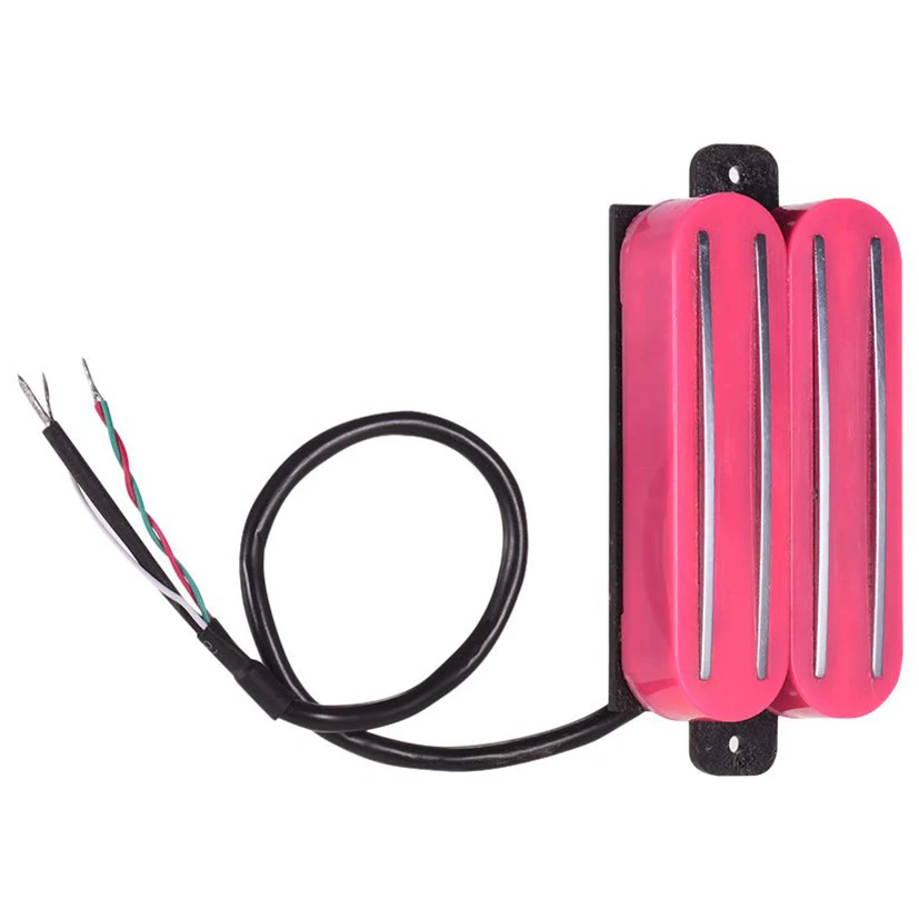 Humbucker Pickup For Guitar St Lp Electric,Dual Rail Guitar Replacement Parts Coil Pickup With 5 Wires (Pink)