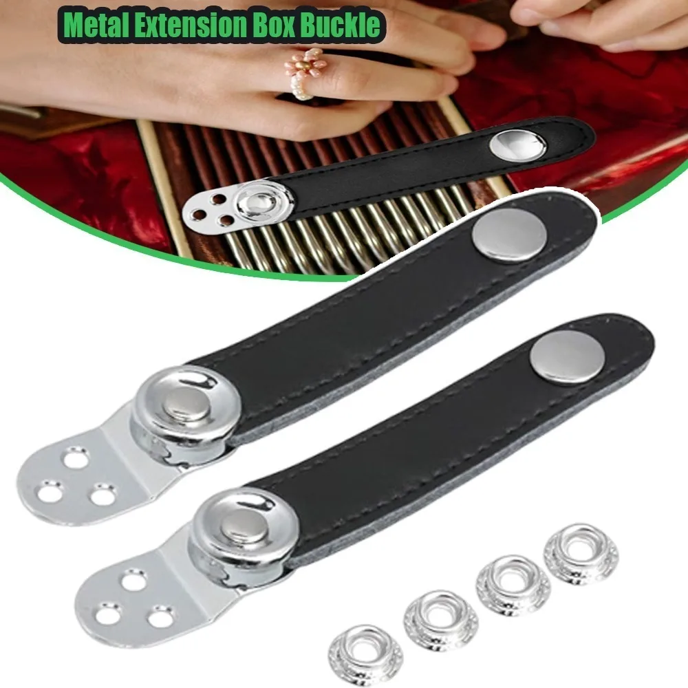 Correa de extensión de cuero de doble capa con hebilla metálica para acordeón Hohner, correa de extensión de 4 botones para acordeón, color negro