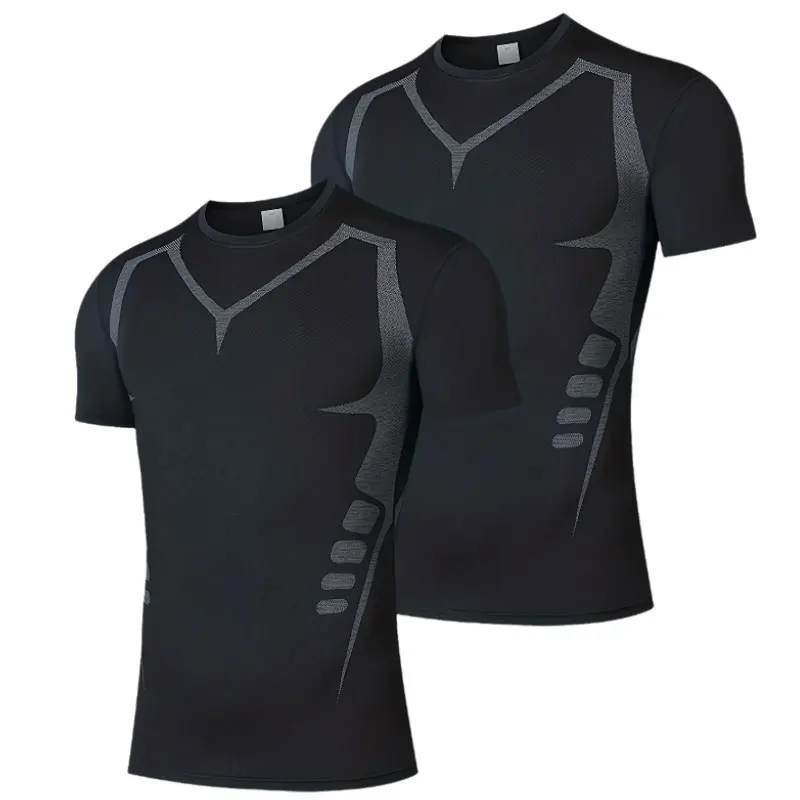 

Men's Running Compression Shirts Short Sleeve Sport Gym Tees Fitness Quick Dry Sweatshirt Jogging Tracksuit Running T-shirt