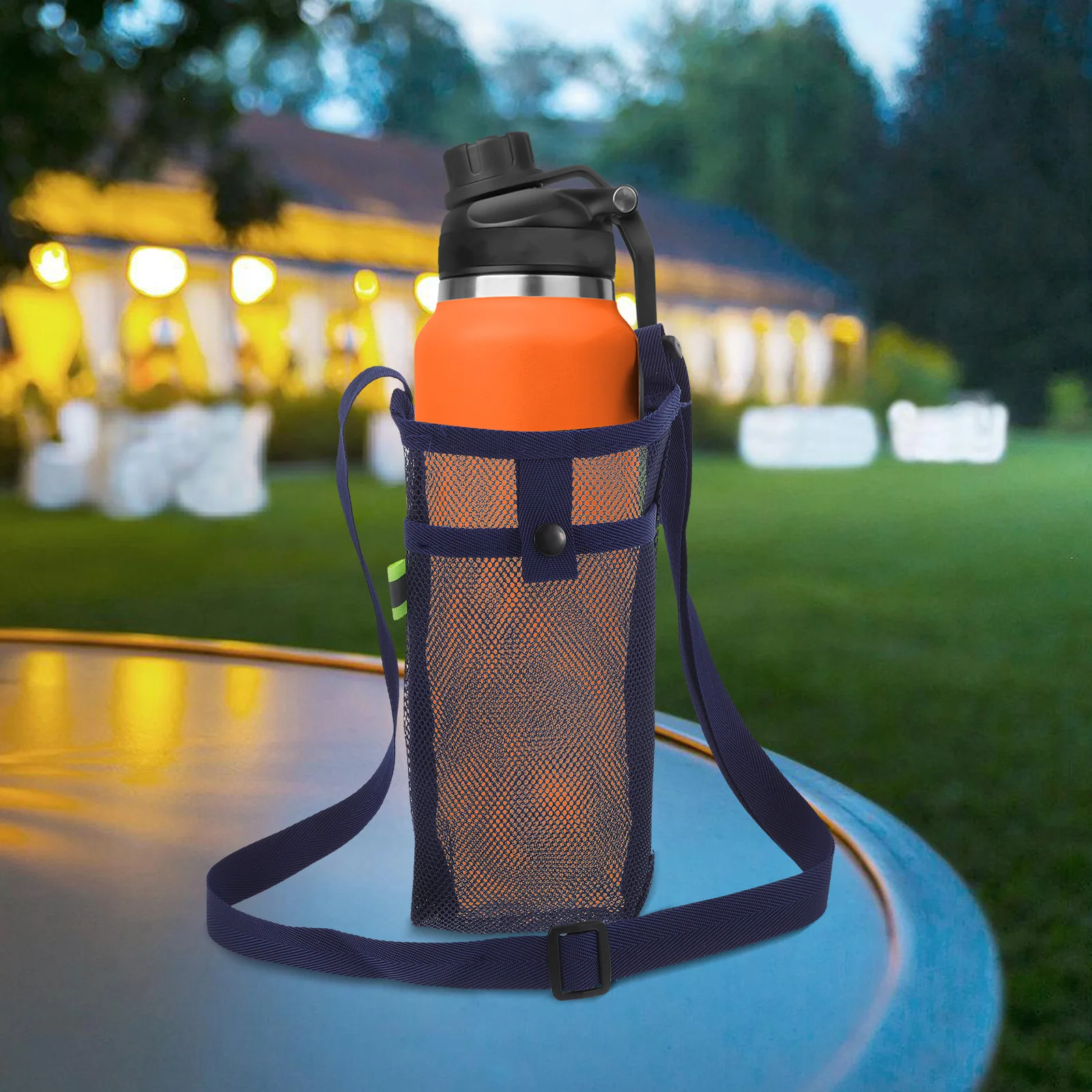 

2PCS Water Bottle Sling Bag Crossbody Mesh Holder Lightweight Portable Outdoor Sports Travel Office Reusable Durable Material