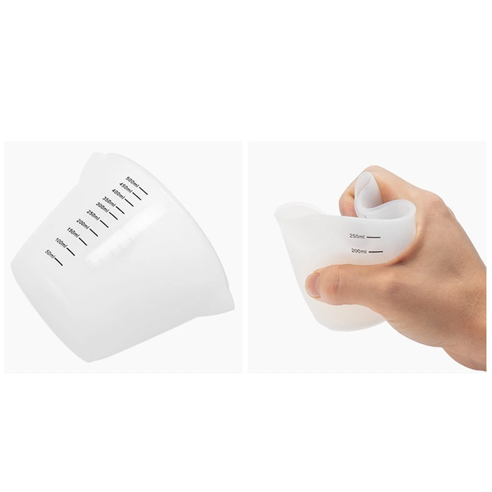 Silicone Measuring Cup Set 250ml 500ml for Baking Cooking Mixing Pouring Ingredients with Clear Scale Readings