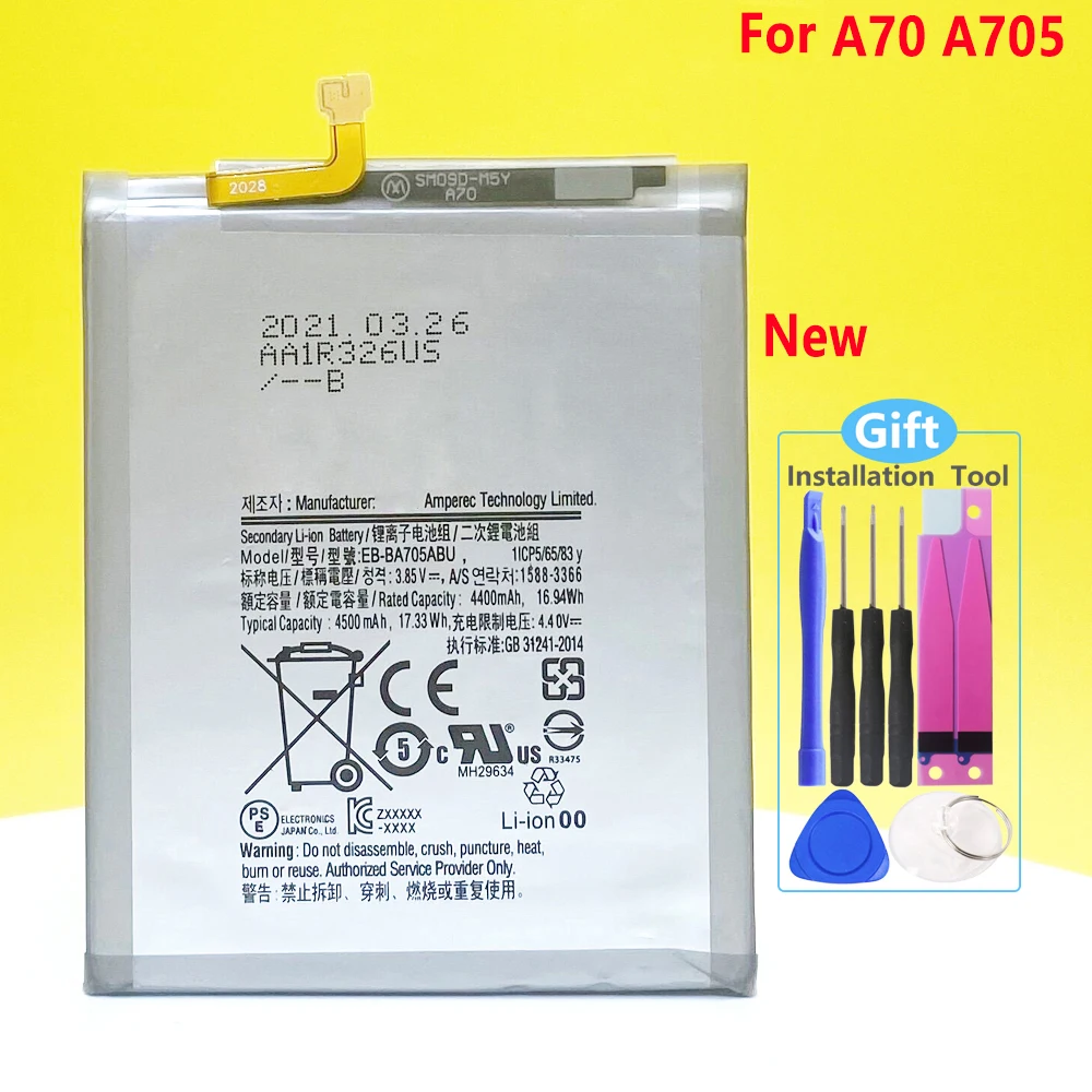 

New EB-BA705ABU Battery For Galaxy A70 A705 SM-A705 A705 A705DS A705F A705FN A705GM Phone Replacement With Tracking Number