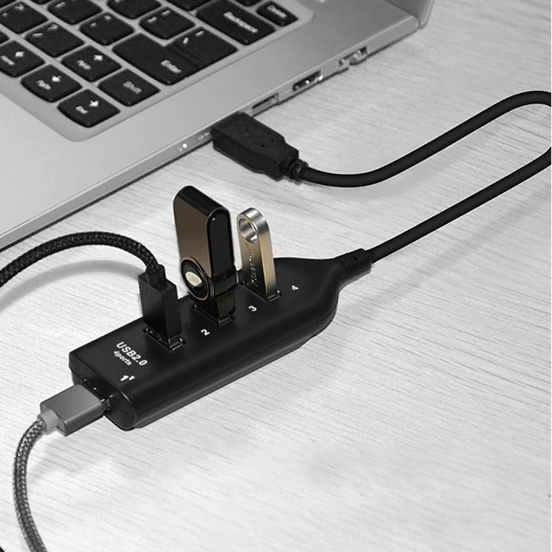 4 Port High Speed USB Hub With Cable Mini USB Splitter Hub Usb 2.0 Hub Portable Adapter Universal For Laptop Notebook