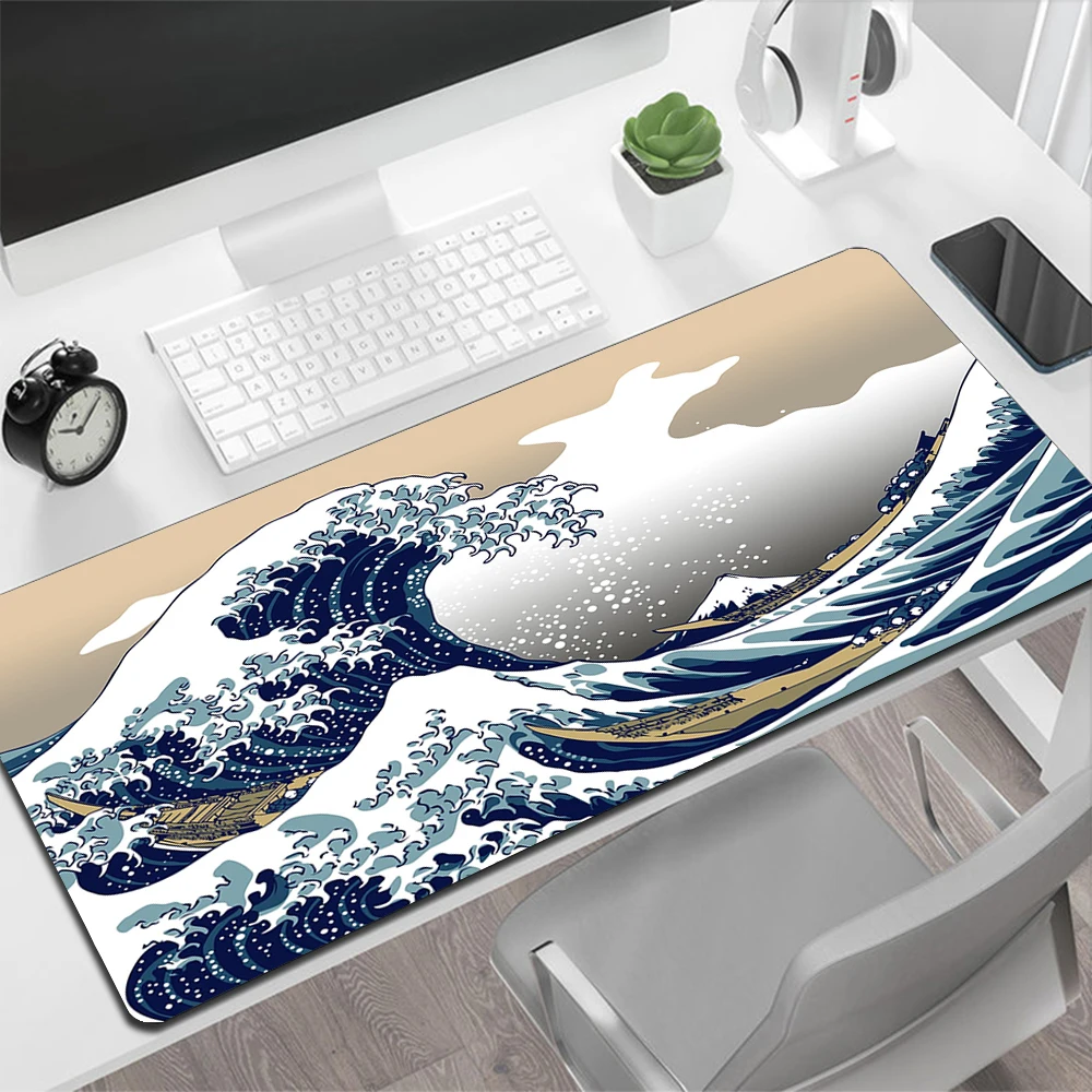 The Great Wave off Kanagawa Gaming Mouse Pad Large Mouse Pad PC Gamer Computer Mouse Mat Big Mousepad Silicone Keyboard Desk Mat