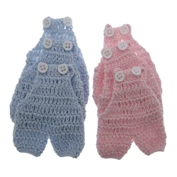 12Pcs Handmade miniature crochet jumpsuit button baby shower baptism christening party table decorations 7.5 x 7.0cm