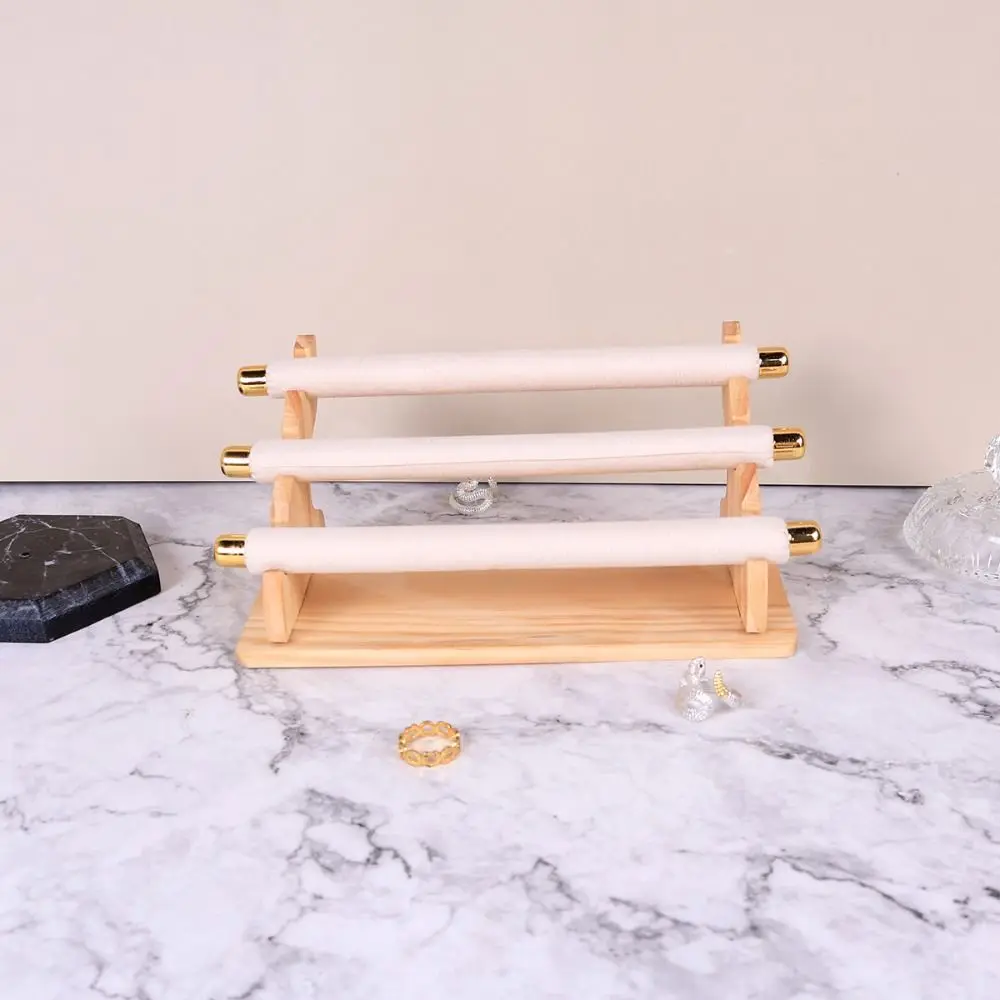 

3-Tier Wooden Ring Holder Multi-Layer Space Saving Jewelry Organizer Removable Necklace Bracelet Ring Display Rack Home Decor