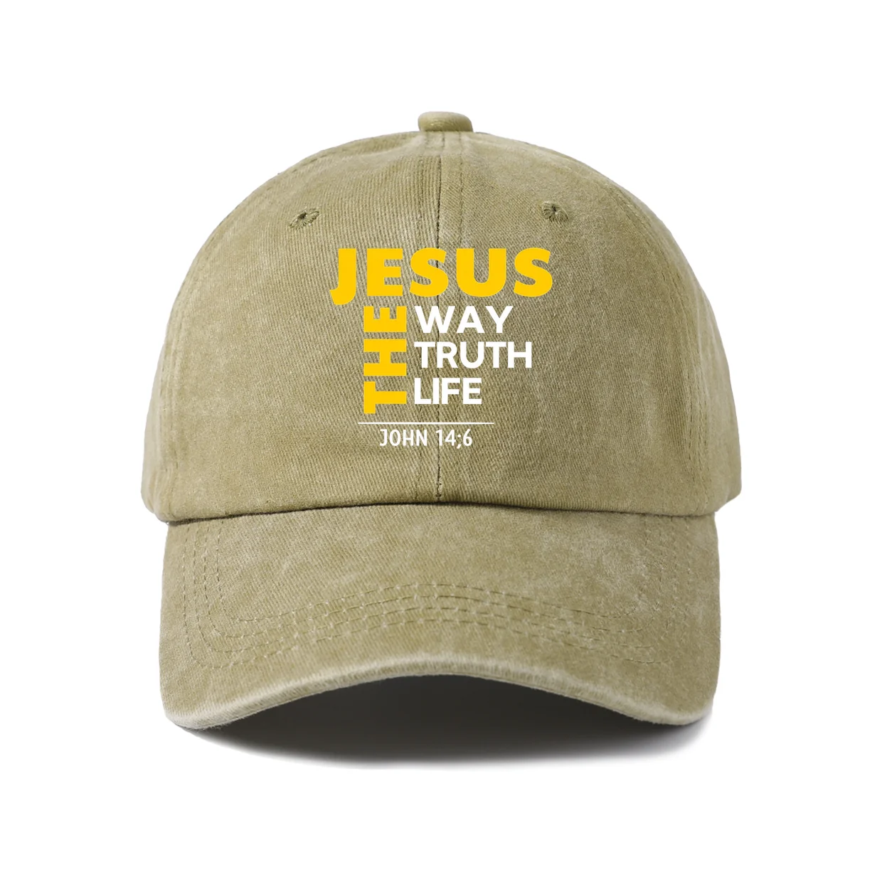 Jesus Way Truth Life Quote Graphic Baseball Cap, Vintage Washed Adjustable Unisex Dad Hat, Everyday Gift
