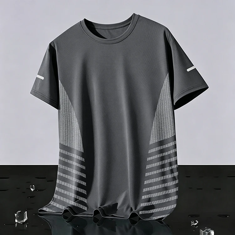 Neue Ice Silk Laufshirts für Herren, lockeres Kurzarm-Oberteil, Basketball-Gym-Sportbekleidung für Männer, Fitness-Workout, atmungsaktives Mesh-T-Shirt – Detail 21