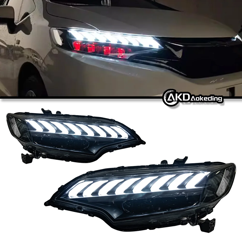 

Auto Parts For Honda Fit Jazz Headlights 2014-2020 4 lens Styling LED Daytime Lights Dual Projector DRL Car Accesorios Modified