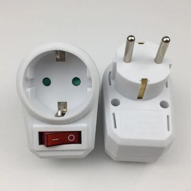 E06B Plugue conversão europeia 1 a 1 Way Adaptador energia com soquete viagem da UE