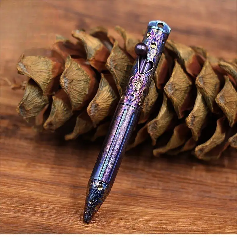 

1PC Handmade Titanium Alloy Short Ballpoint Pen EDC Signature Writing Pocket Collectible Pen Gift