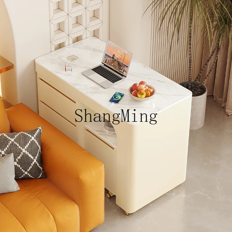 

FG Balcony Tea Table Chair Combination Movable Household Tea Table Retractable Rotating Cream Wind