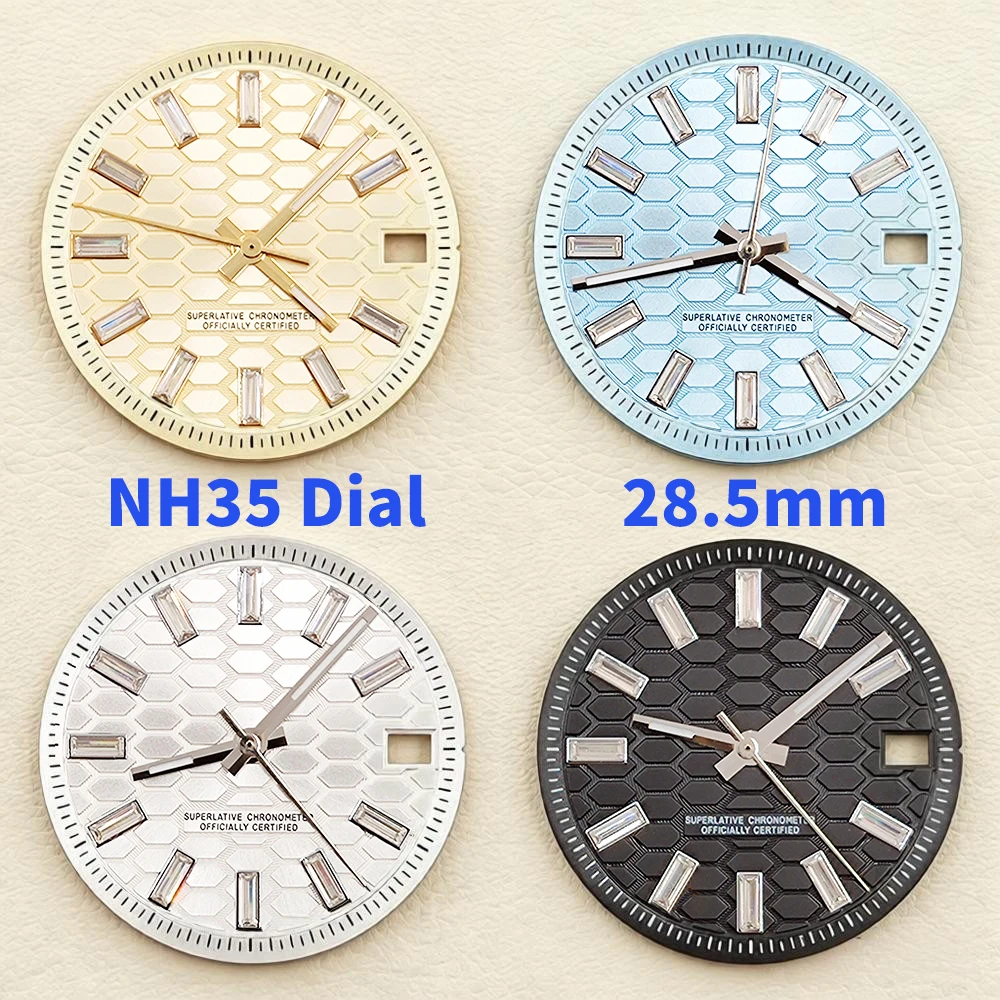 

Новые часы с модифицированным циферблатом, несанкционированным циферблатом, циферблатом NH35, диаметром 28,5 мм, каменным циферблатом, мужскими часами, механизмом NH35, аксессуарами для часов.