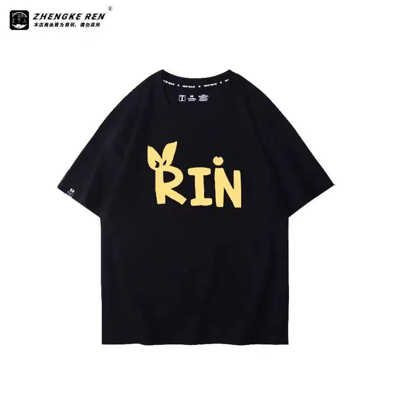 Kagamine Rin Kagamine Even Short-Sleeved T-Shirt Two-Dimensional Animation Peripheral Couple Loose Casual Large Size Top