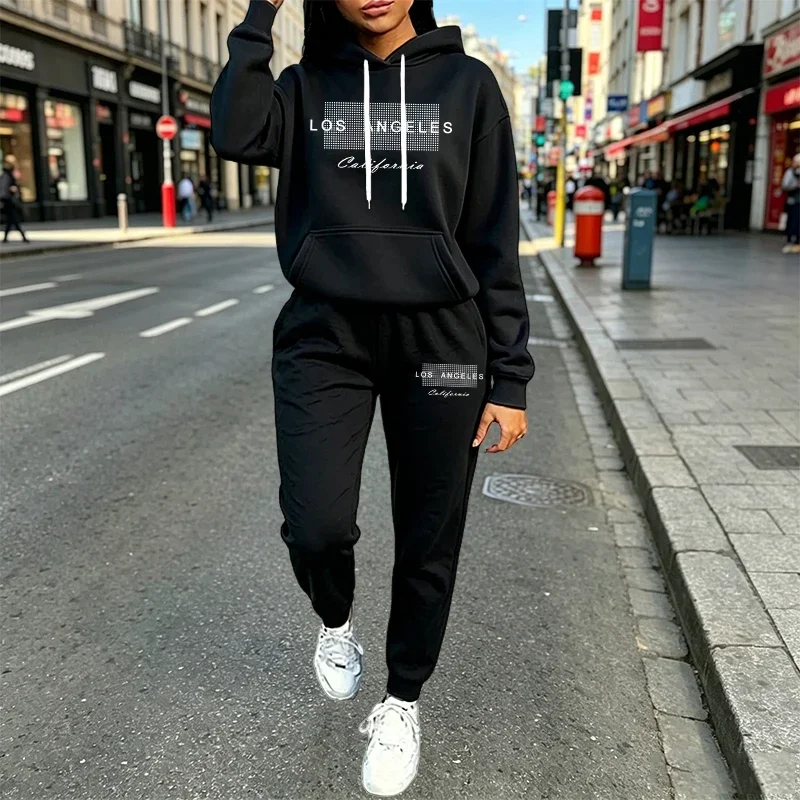 Modische Damen-Outfits, lässige Kapuzenpullover, 2-teiliger Anzug, Outdoor-Sport-Jogging-Trainingsanzug, Herbst-Winter-Hosen-Sets