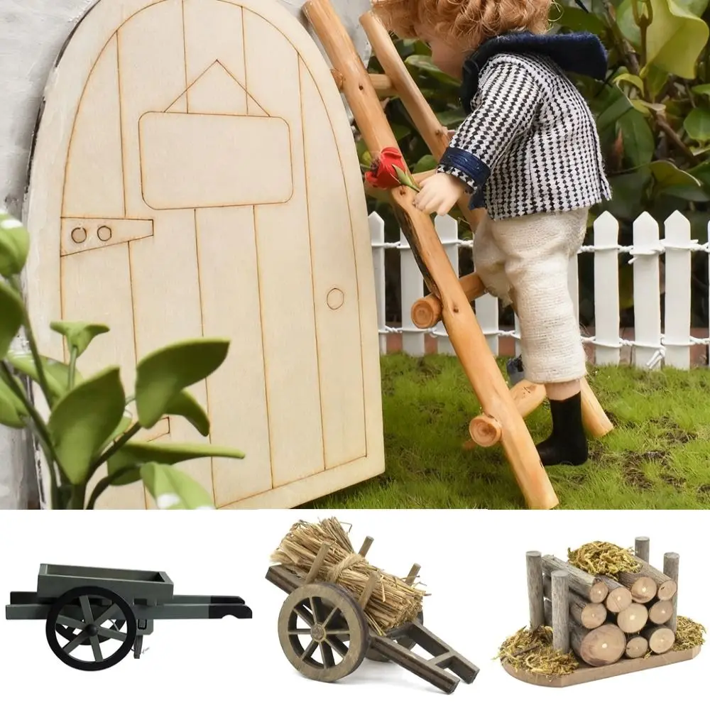 Casa de muñecas a escala 1:12 de alta calidad, pila de leña, Mini carro multiestilo, modelo de escena, miniaturas, pila de paja, decoración de jardín de hadas