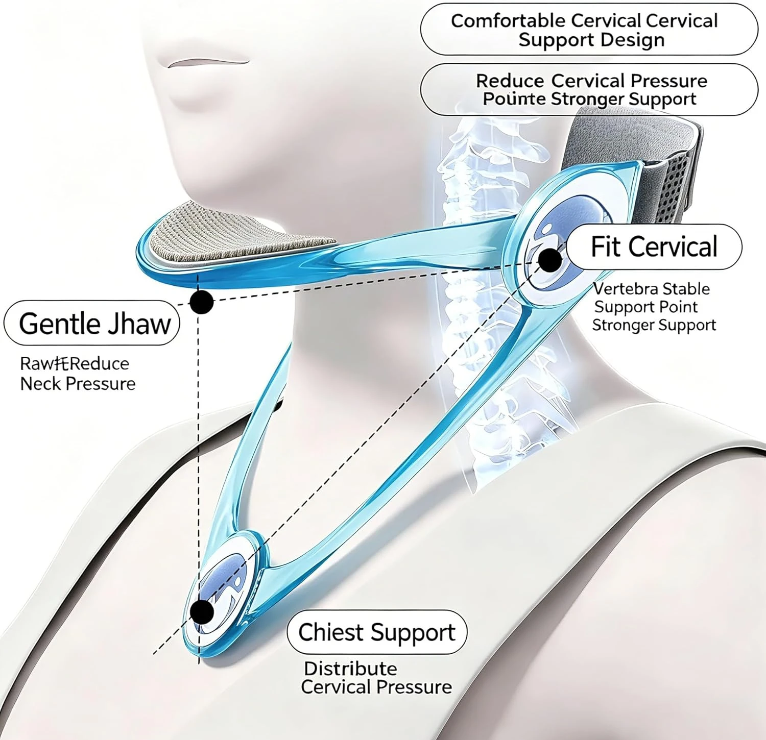 Ergonomic Design Neck Brace for Office Use, Desktop-Based Application, Ideal Choice for Long Screen Time, Neck-Protective Set for Phone-Hunched Users, Prevents Neck Strain