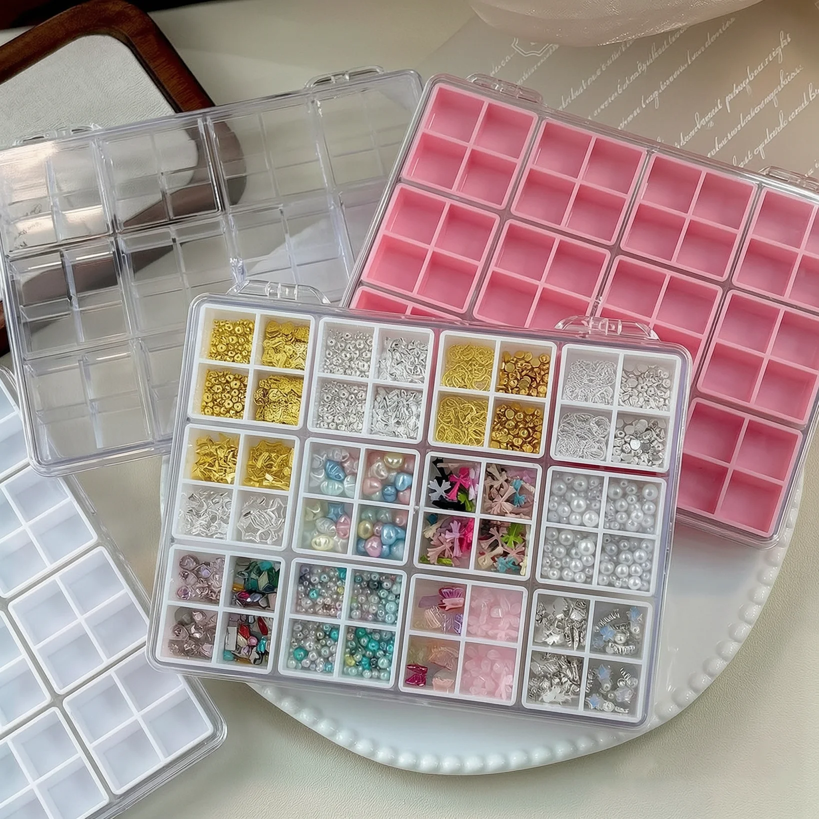 48 Girds Container Box Plastic Organizer Box Empty Nail Art Accessory /Jewelry /Diamond Painting Storage Organizer Display Case