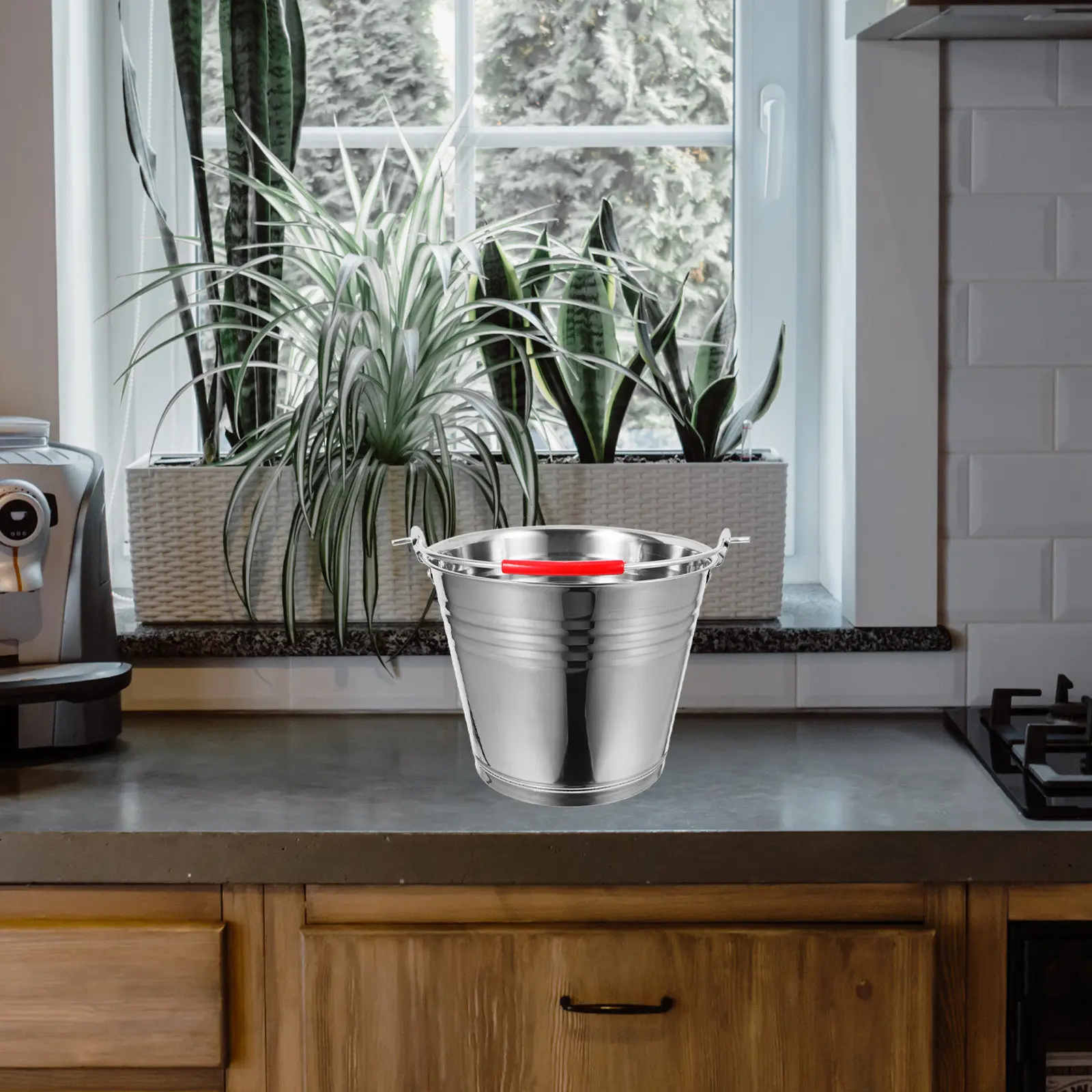 

Stainless Steel Bucket with Handle Portable Heavy Duty Round Metal Bucket for Milk Water Ice Storage Farm Home Use Large