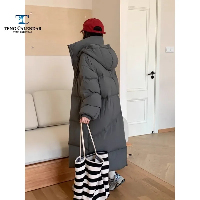 Winter Down Jacket for Women, Korean Version, Knee Length Duvet, Thick Hooded White Duck Down Jacket, New Model, 2024