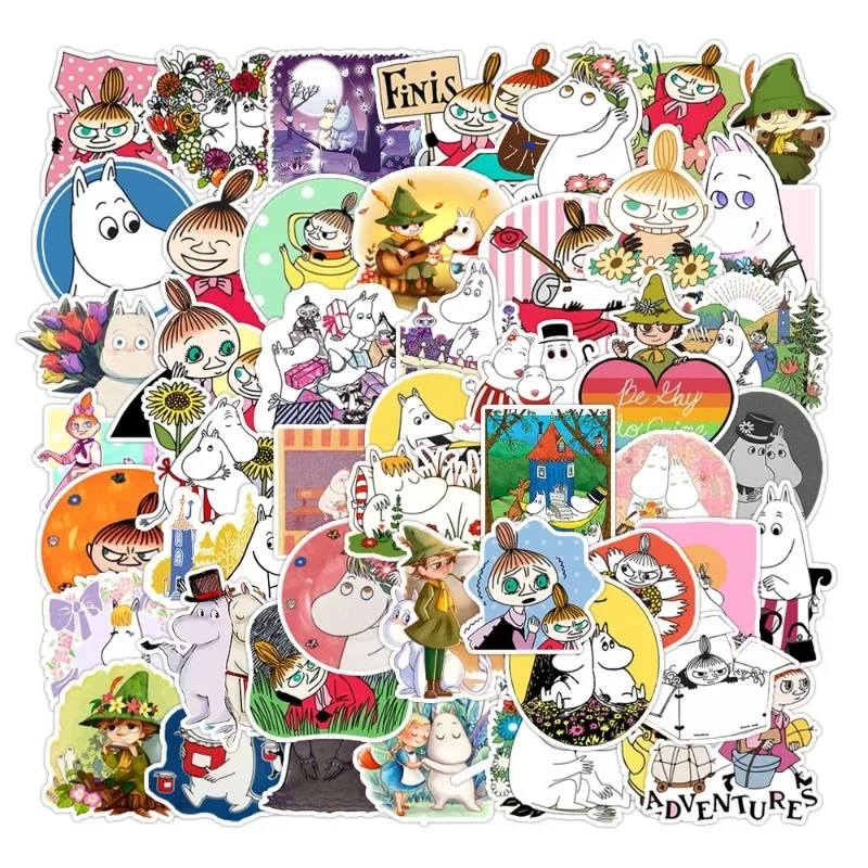 Anime Moomins Series 50pcs Kawaii Sticker Cartoon Character Cute Creativity DIY Stationery Luggage Skateboard Waterproof Sticker view 3
